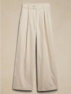 Banana Republic Cream Wide-Leg Pants with Pink Stripe